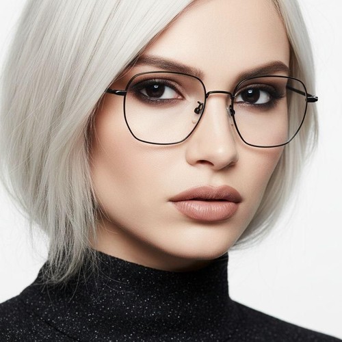 Gafas geométricas de titanio negro #BS1913-0023