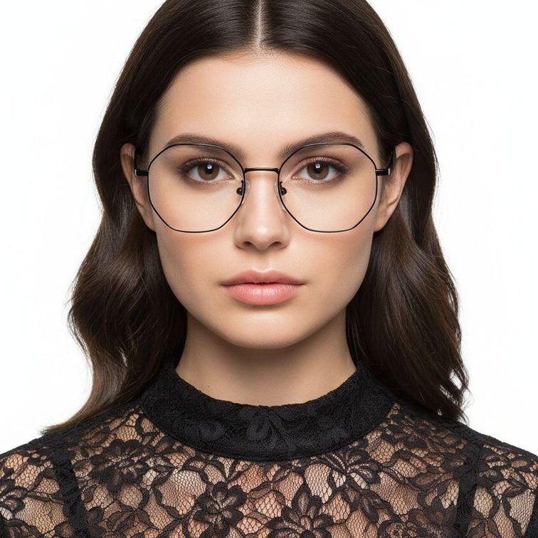 Geometric Black Titanium Glasses #BS1913-0024
