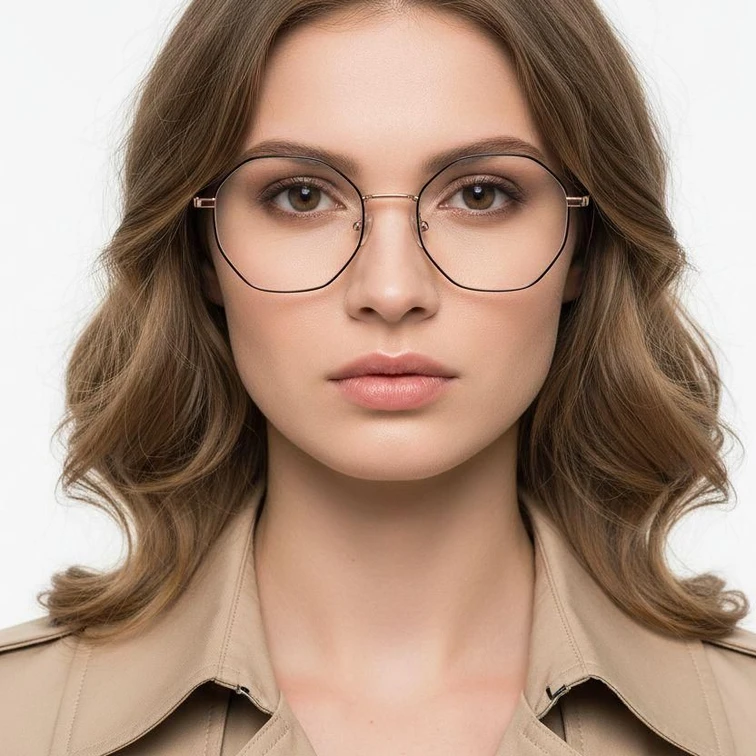 Gafas geométricas de titanio negro #BS1913-0026