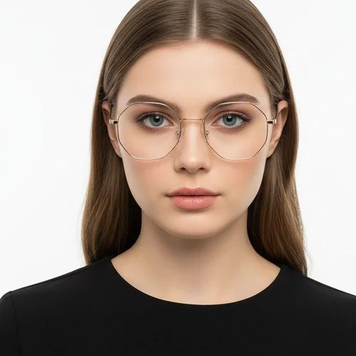 Lunettes géométriques roses en titane #BS1913-0027