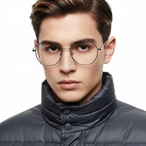 Lunettes géométriques noires en titane #BS1913-0028