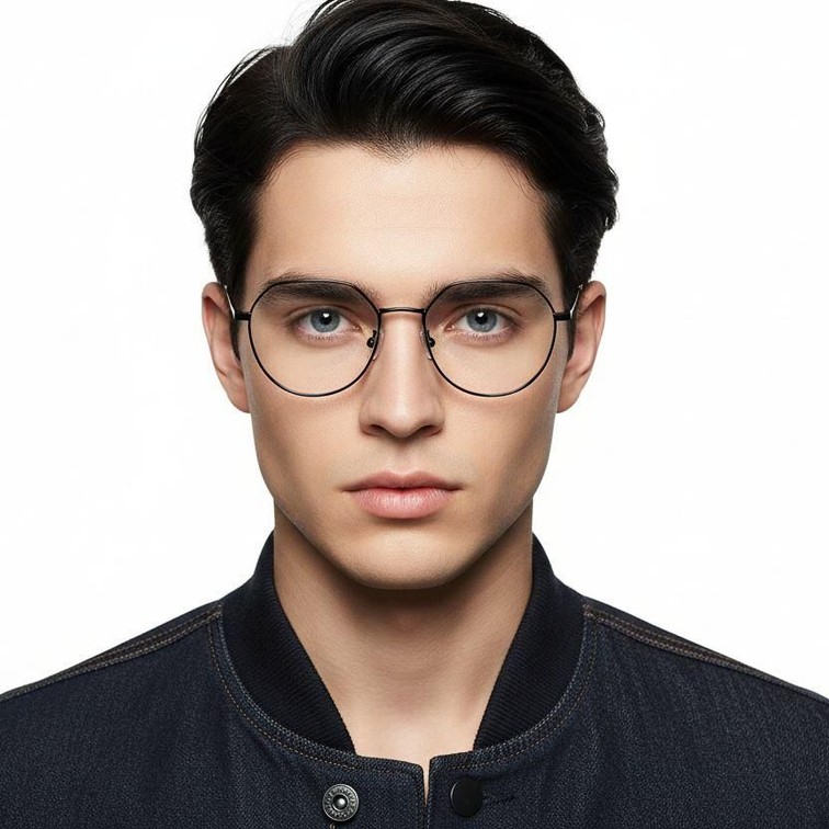 Gafas geométricas de titanio negro #BS1913-0029