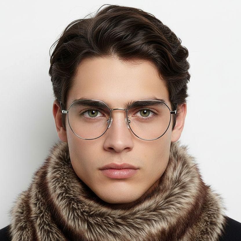 Geometric Silver Titanium Glasses #BS1913-0030