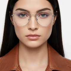 Gafas geométricas de titanio plateado #BS1913-0030