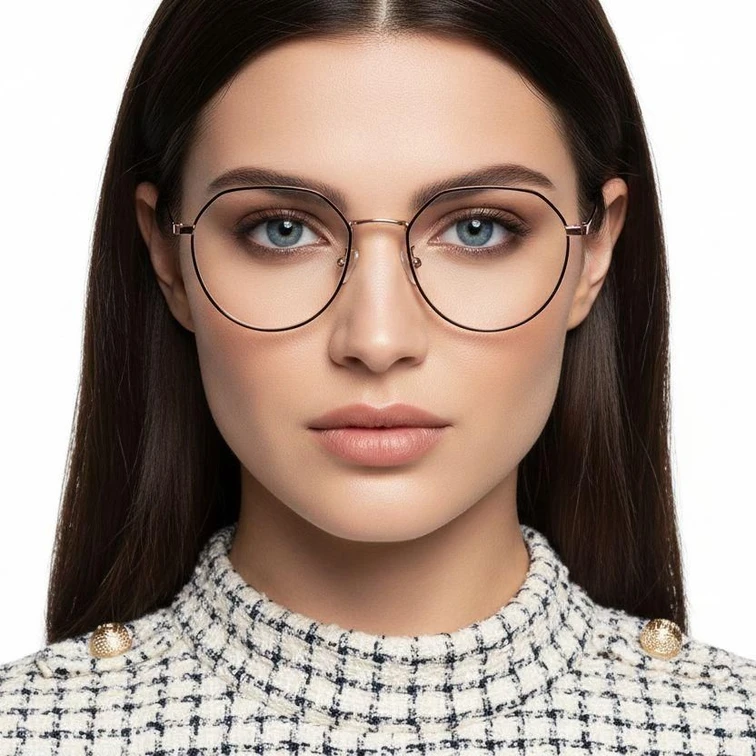 Gafas geométricas de titanio negro #BS1913-0033