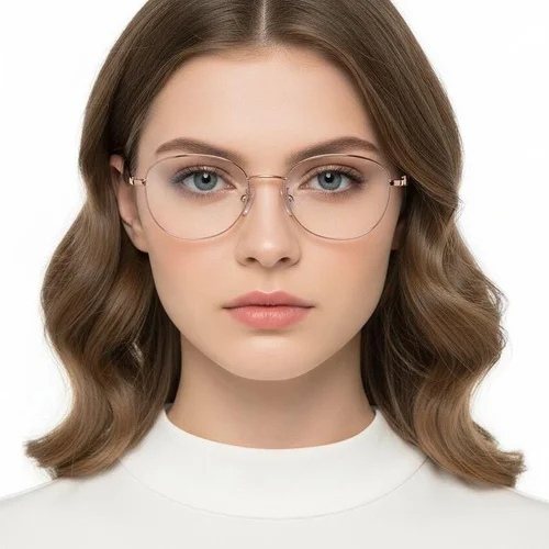 Lunettes ovales en titane doré #BS1913-0034