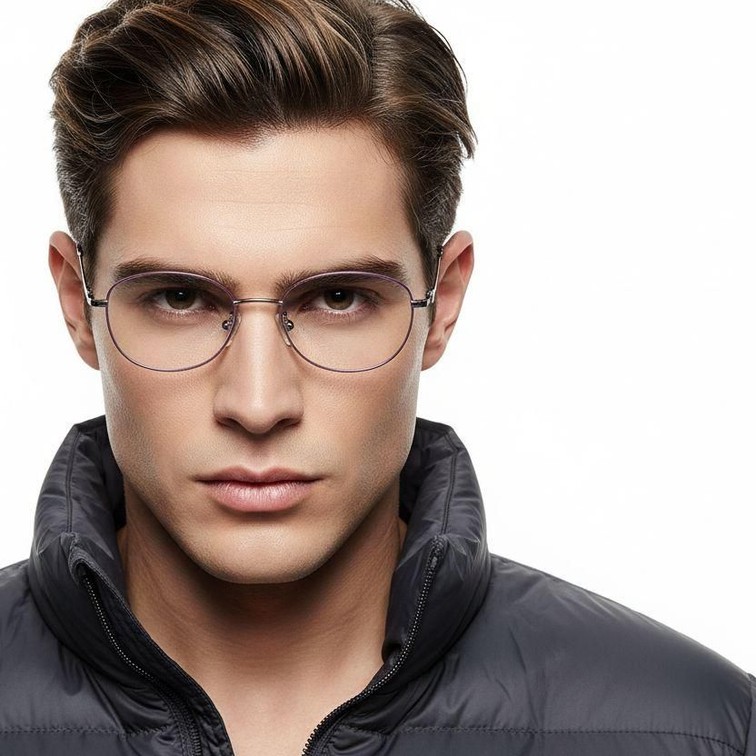 Oval Purple Titanium Glasses #BS1913-0035