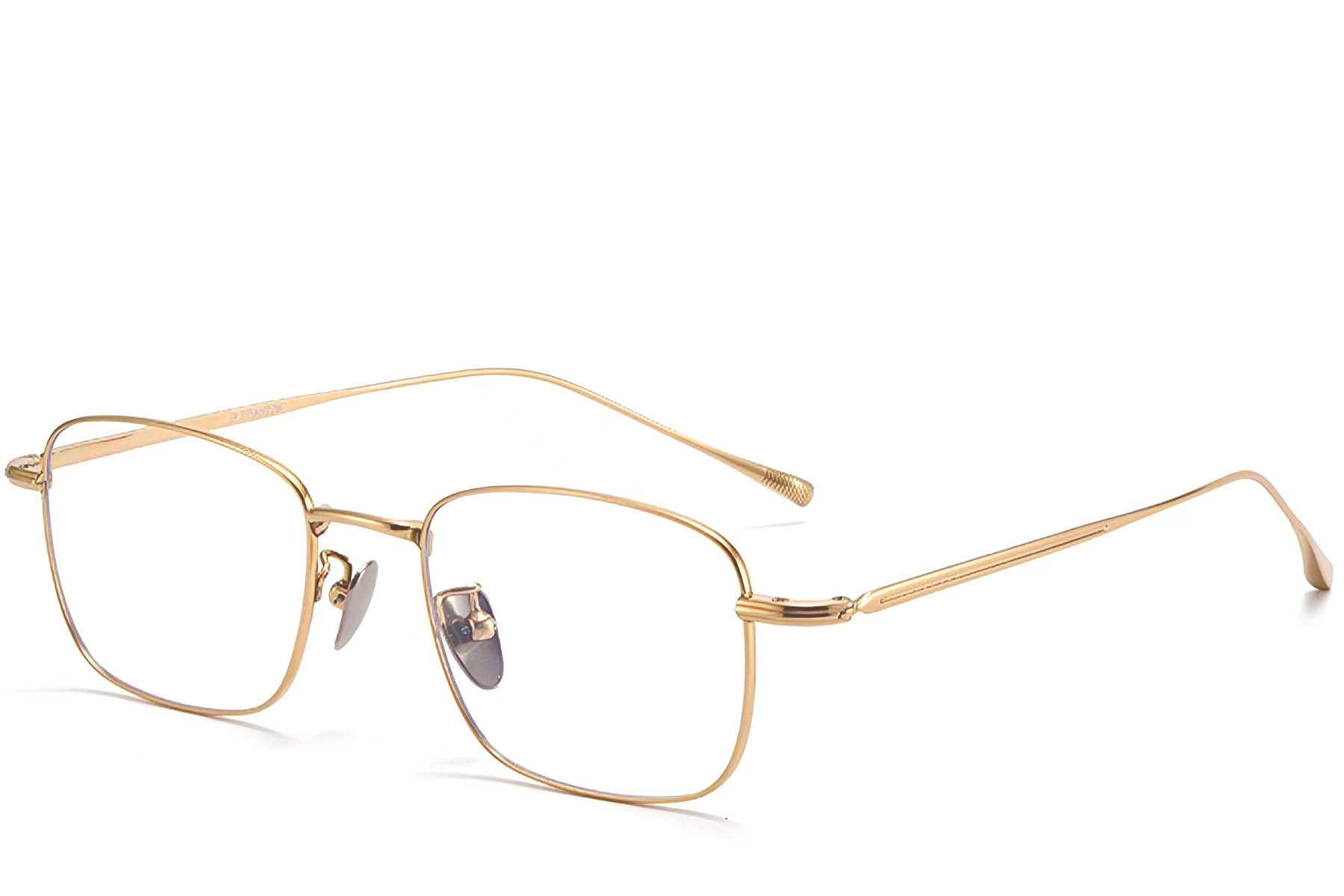 Gafas rectangulares de titanio dorado #BS1913-0038