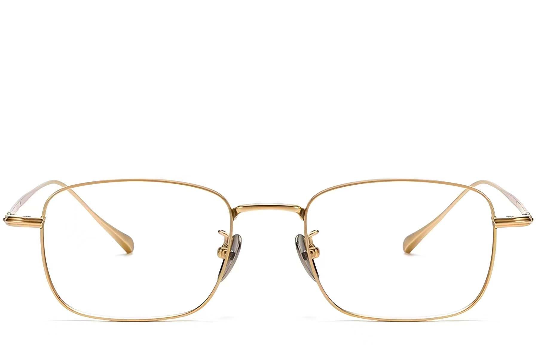 Gafas rectangulares de titanio dorado #BS1913-0038