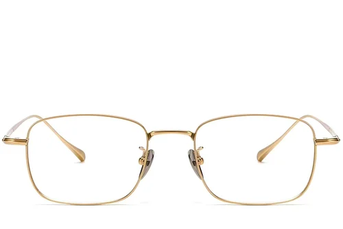 Lunettes rectangulaires en titane doré #BS1913-0038