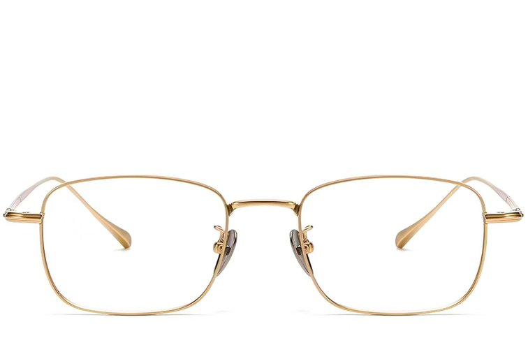Lunettes rectangulaires en titane doré #BS1913-0038