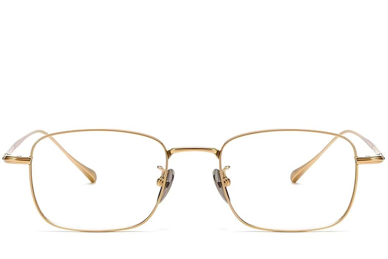 Gafas rectangulares de titanio dorado #BS1913-0038