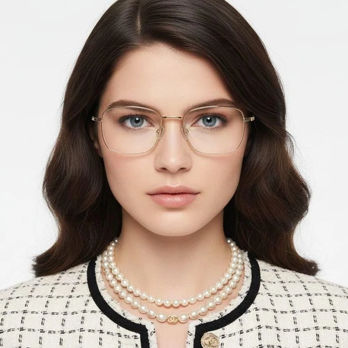 Gafas rectangulares de titanio dorado #BS1913-0038