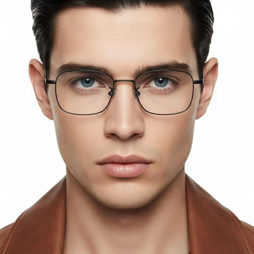 Lunettes rectangulaires en titane gris #BS1913-0039