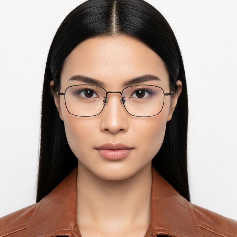 Gafas rectangulares de titanio gris #BS1913-0039