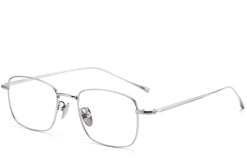 Lunettes rectangulaires en titane argenté #BS1913-0040