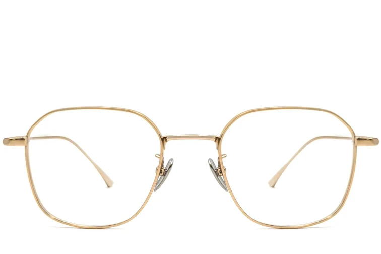 Gafas geométricas de titanio dorado #BS1913-0043