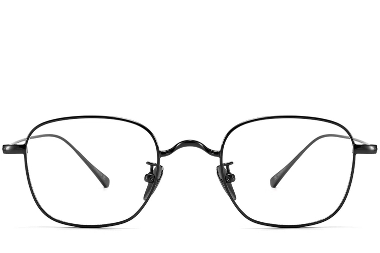 Rechthoekige zwarte titanium bril #BS1913-0047
