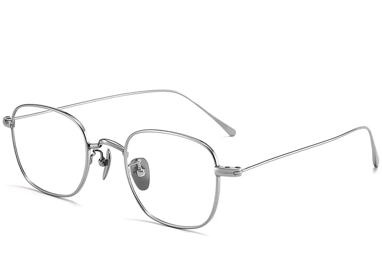 Gafas rectangulares de titanio plateado #BS1913-0049