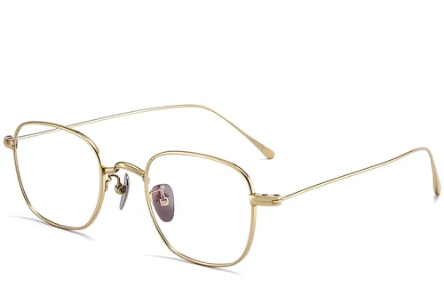 Lunettes rectangulaires en titane doré #BS1913-0050