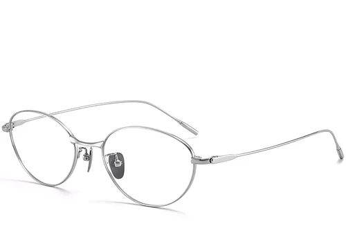 Lunettes ovales en titane argenté #BS1913-0052