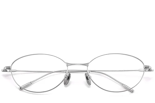 Lunettes ovales en titane argenté #BS1913-0052