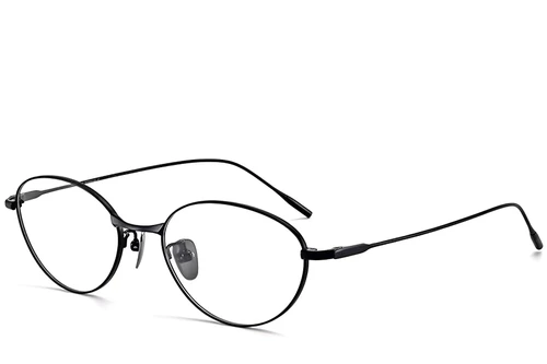 Oval Black Titanium Glasses #BS1913-0054