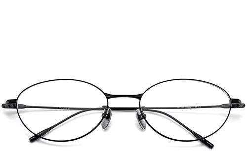 Lunettes ovales en titane noir #BS1913-0054