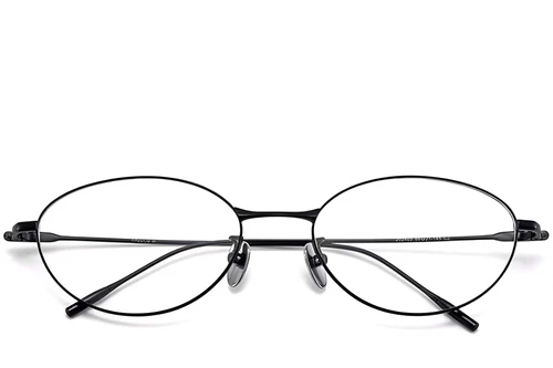 Oval Black Titanium Glasses #BS1913-0054