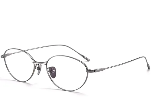 Lunettes ovales en titane gris #BS1913-0055