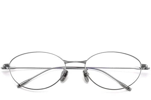 Lunettes ovales en titane gris #BS1913-0055
