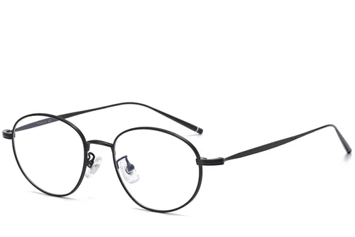 Lunettes ovales en titane noir #BS1913-0056