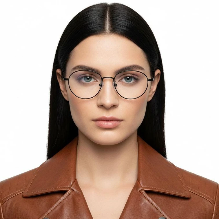 Oval Black Titanium Glasses #BS1913-0056