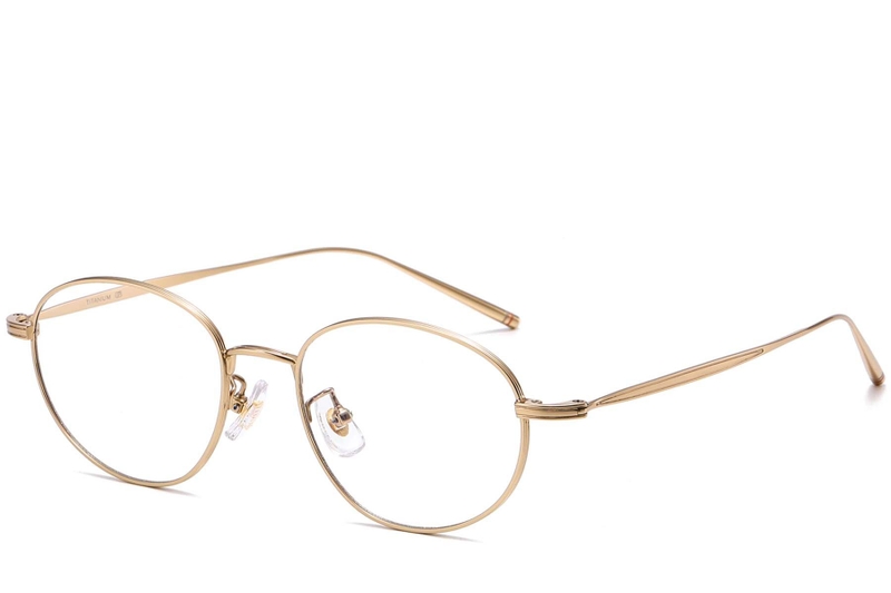 Oval Golden Titanium Glasses #BS1913-0057