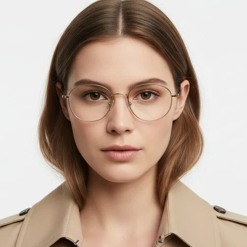 Lunettes ovales en titane doré #BS1913-0057