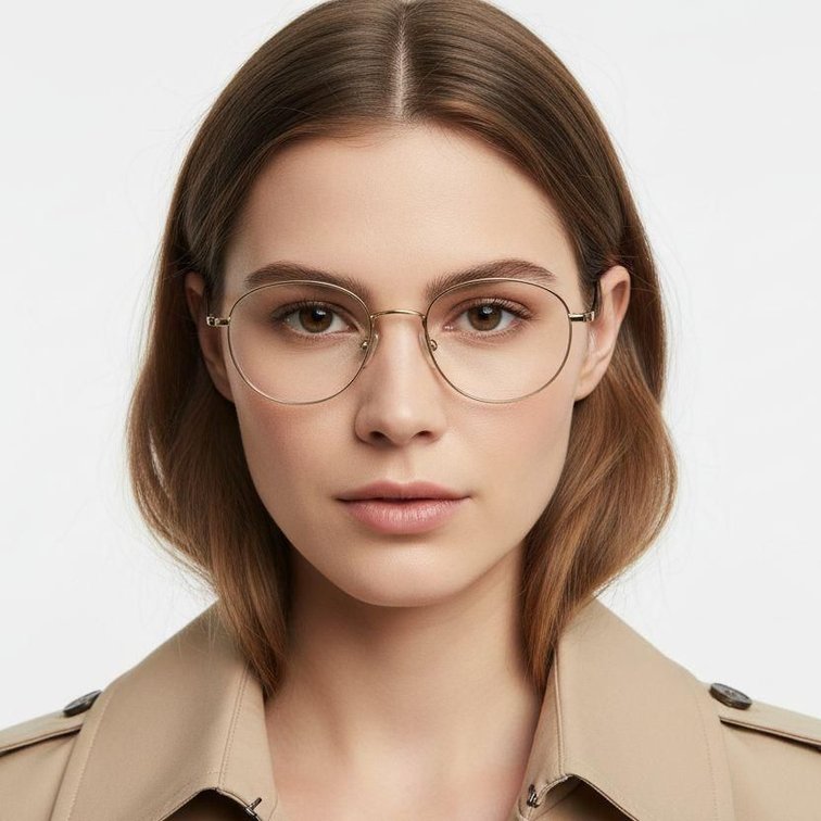 Lunettes ovales en titane doré #BS1913-0057