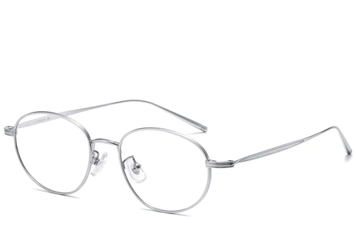 Lunettes ovales en titane argenté #BS1913-0058