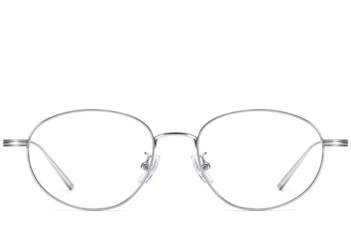 Lunettes ovales en titane argenté #BS1913-0058