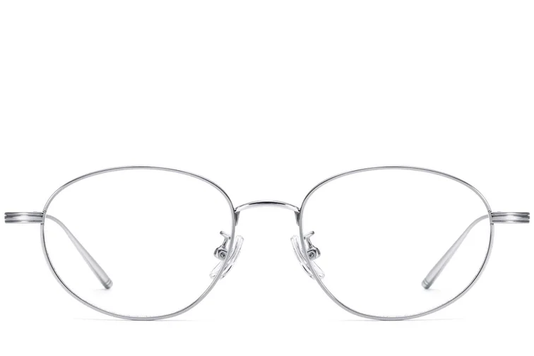 Lunettes ovales en titane argenté #BS1913-0058