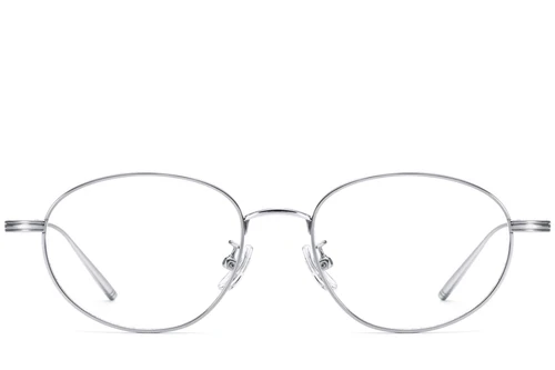 Lunettes ovales en titane argenté #BS1913-0058