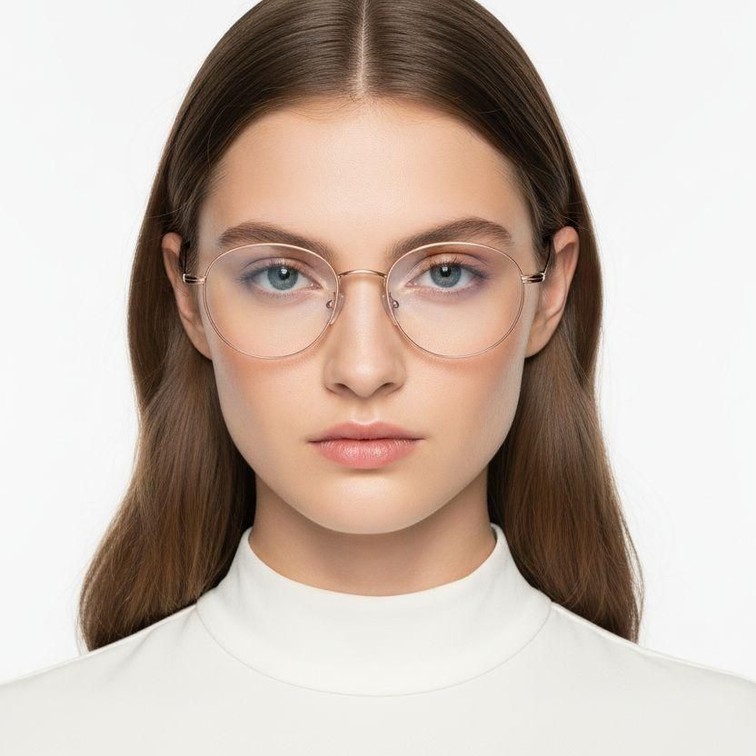 Oval Pink Titanium Glasses #BS1913-0059