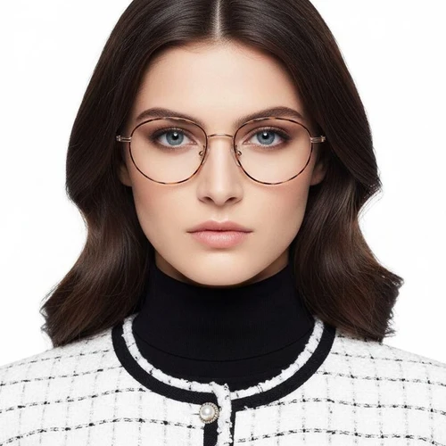 Gafas de titanio ovaladas de carey # BS1913-0060