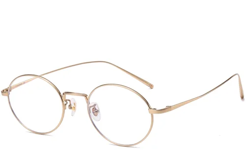 Lunettes ovales en titane doré #BS1913-0067