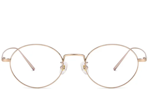 Lunettes ovales en titane doré #BS1913-0067