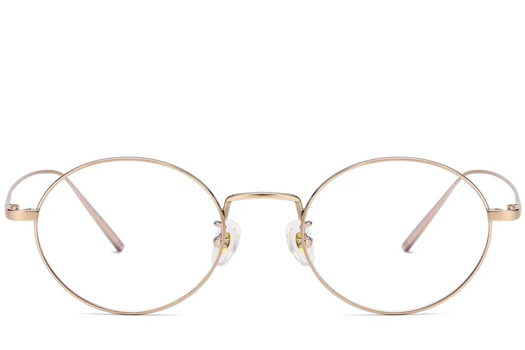 Lunettes ovales en titane doré #BS1913-0067