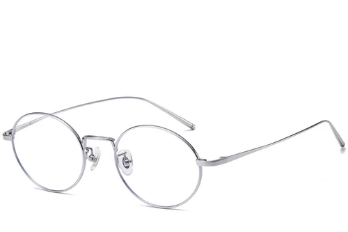 Lunettes ovales en titane argenté #BS1913-0068