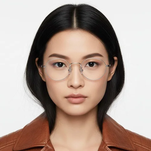 Lunettes ovales en titane argenté #BS1913-0068