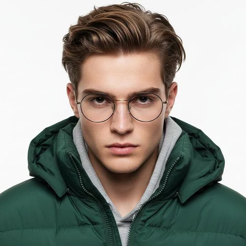 Lunettes ovales en titane noir #BS1913-0069