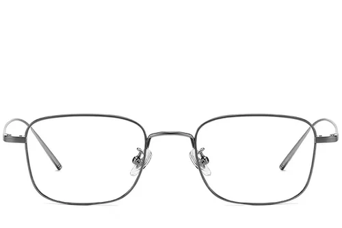 Lunettes rectangulaires en titane gris #BS1913-0074