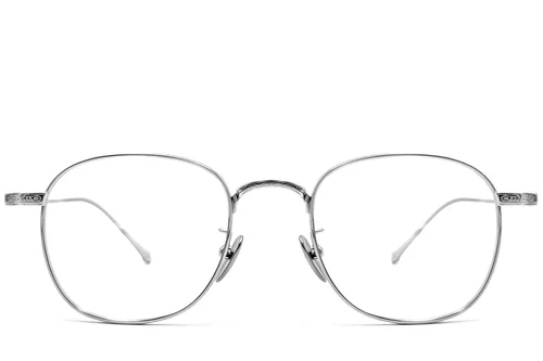 Lunettes ovales en titane argenté #BS1913-0080